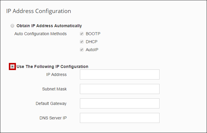 Use The Following IP Configuration