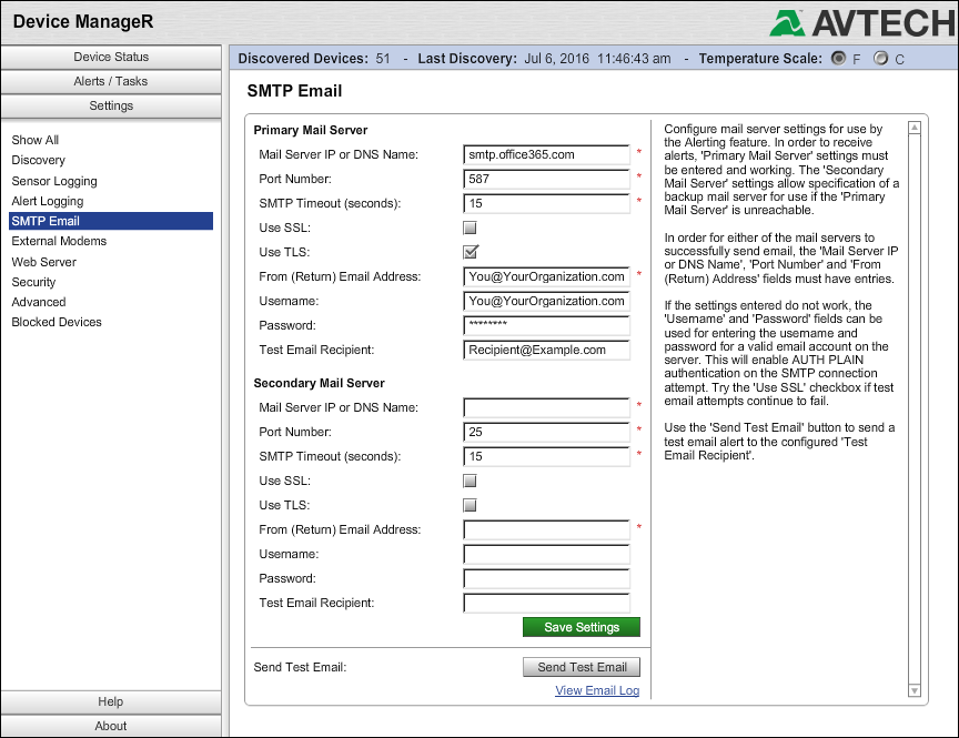 How To Use Office 365 As A Mail Server In Device ManageR - AVTECH