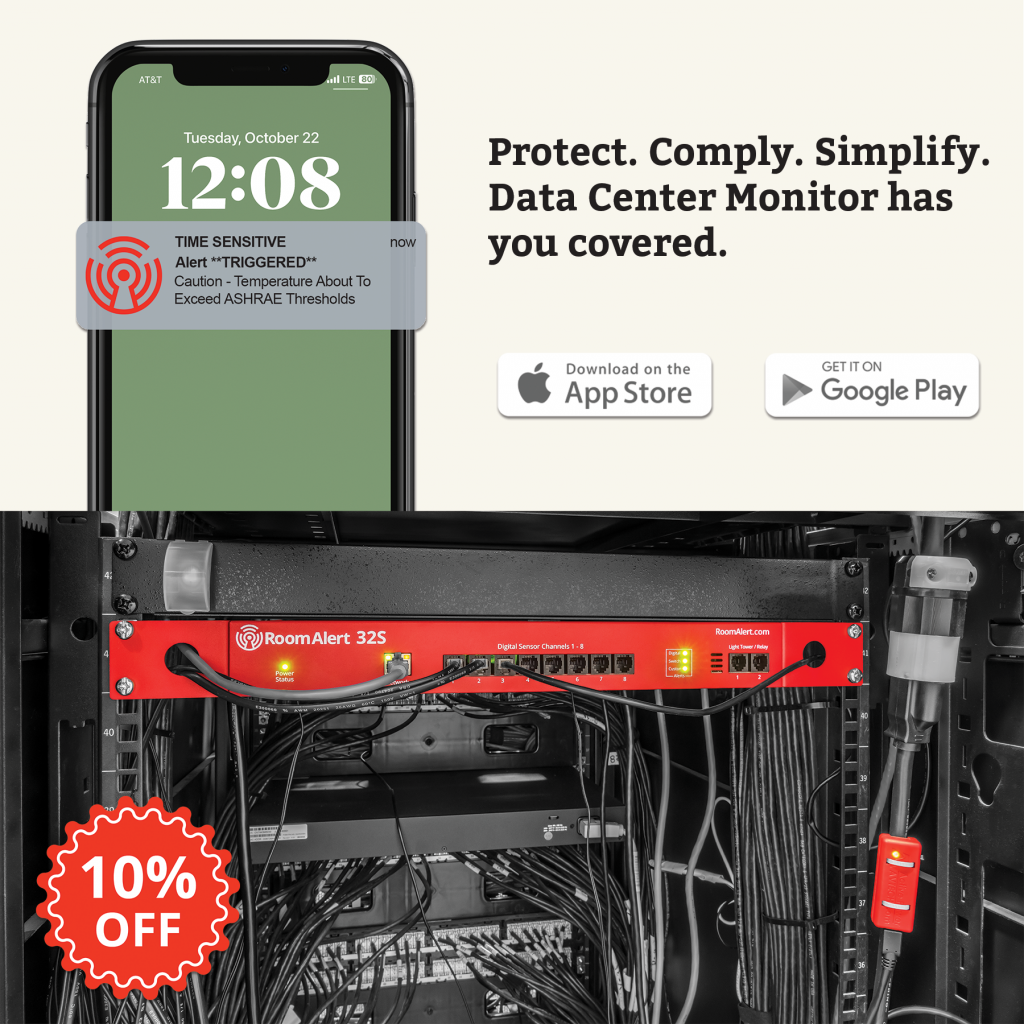 Graphic illustrating the 10% discount on the Data Center Monitor