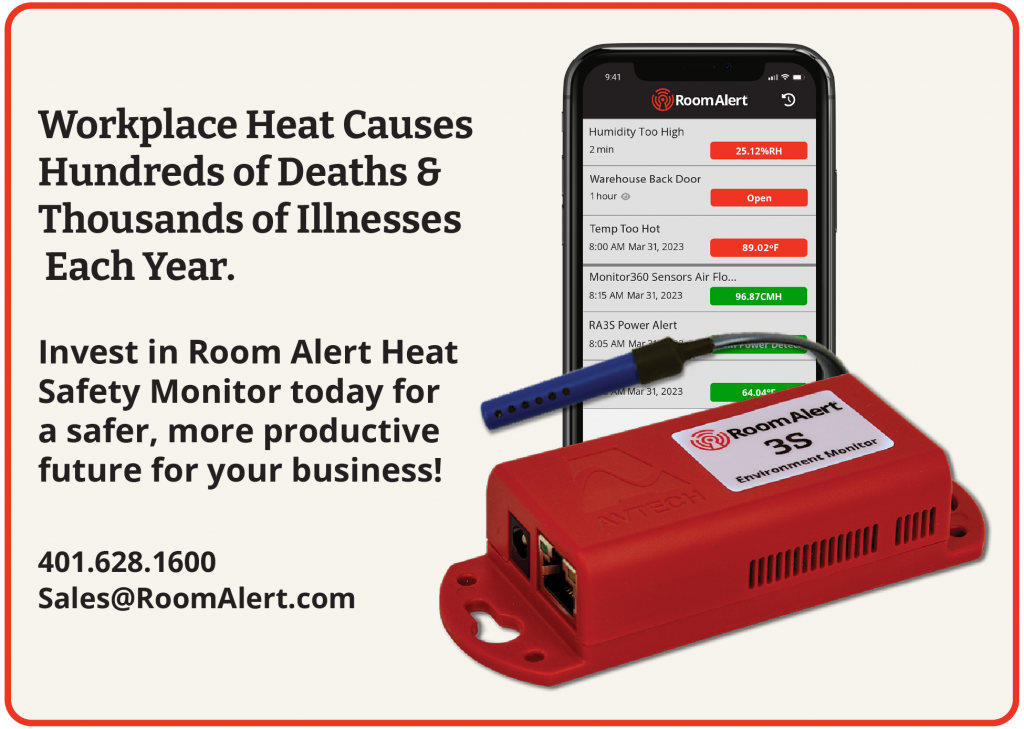 Room Alert Heat Safety Monitor for Maryland Heat Safety Standard